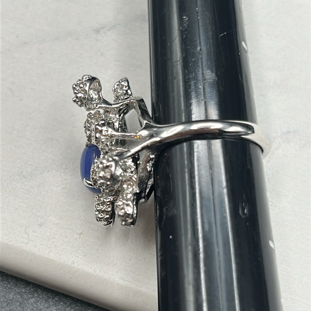 Gorgeous Statement Ring #538 Silver Tone Blue Sto… - image 5